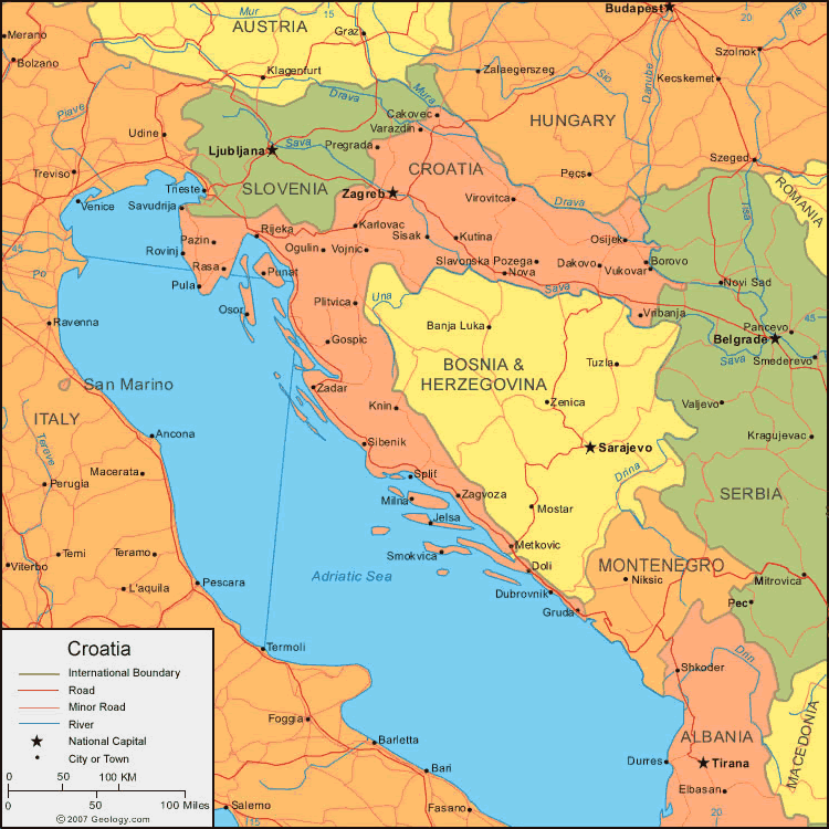 political map of croatia